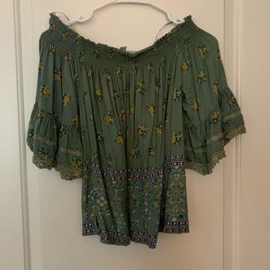 Green off the shoulder top